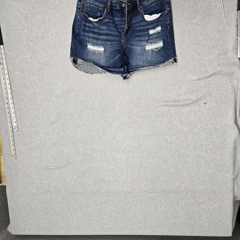Vigoss Women Shorts 32 Blue Denim Jeans Harley Short Distressed 3" Inseam - Picture 7 of 14